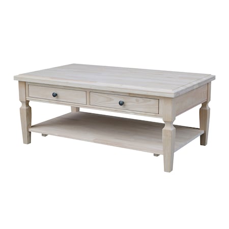 International Concepts Rectangle Vista Coffee Table, 48 W, 28 L, 20 in H, Wood, Unfinished OT-15C